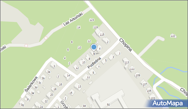 Szczecin, Podleśna, 6, mapa Szczecina