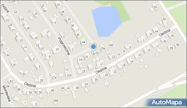 Szczecin, Poprzeczna, 1c, mapa Szczecina