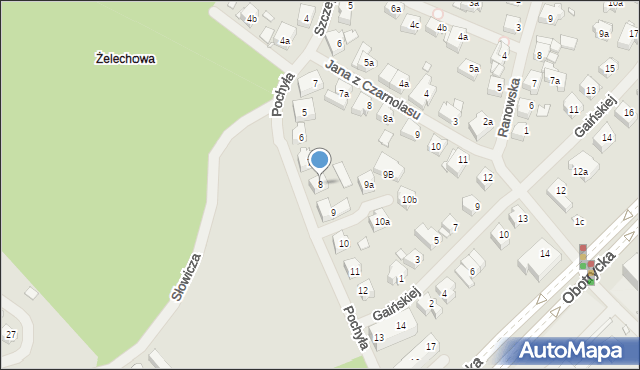 Szczecin, Pochyła, 8, mapa Szczecina