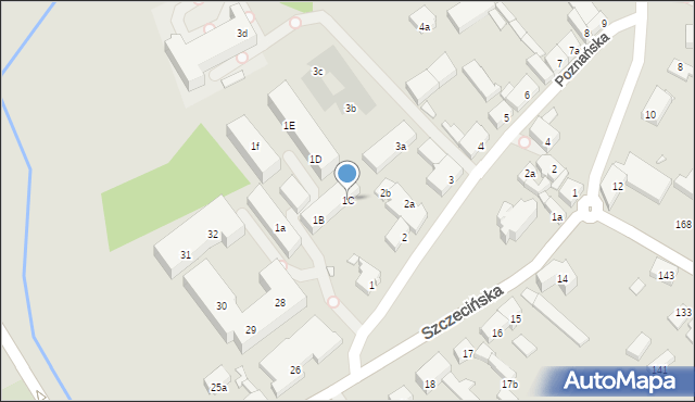 Szczecin, Poznańska, 1C, mapa Szczecina