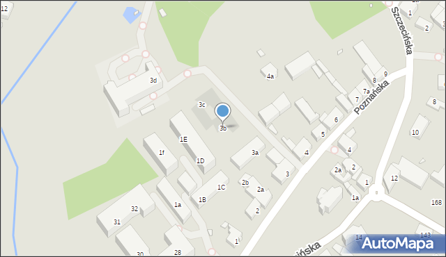 Szczecin, Poznańska, 3b, mapa Szczecina