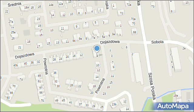 Szczecin, Powrotna, 4, mapa Szczecina