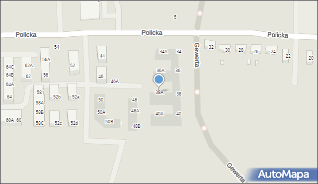 Szczecin, Policka, 38A, mapa Szczecina