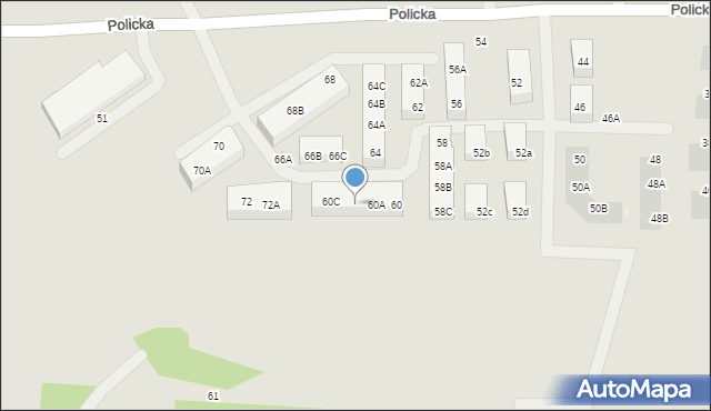 Szczecin, Policka, 60B, mapa Szczecina