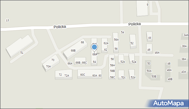 Szczecin, Policka, 64A, mapa Szczecina