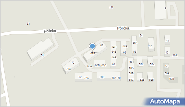 Szczecin, Policka, 68B, mapa Szczecina