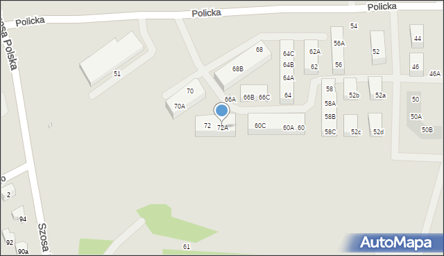 Szczecin, Policka, 72A, mapa Szczecina