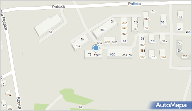 Szczecin, Policka, 72A, mapa Szczecina