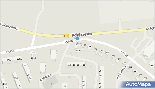 Szczecinek, Polna, 102, mapa Szczecinek