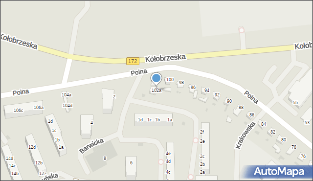 Szczecinek, Polna, 102a, mapa Szczecinek