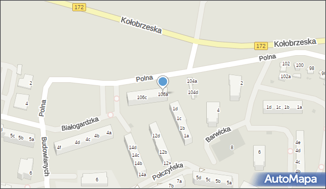 Szczecinek, Polna, 106a, mapa Szczecinek