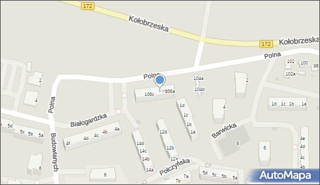 Szczecinek, Polna, 106b, mapa Szczecinek