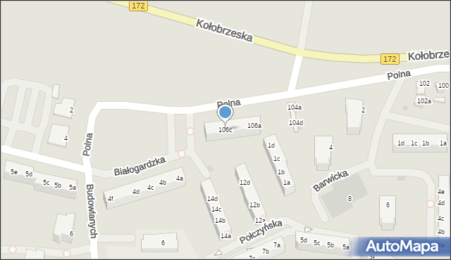 Szczecinek, Polna, 106c, mapa Szczecinek