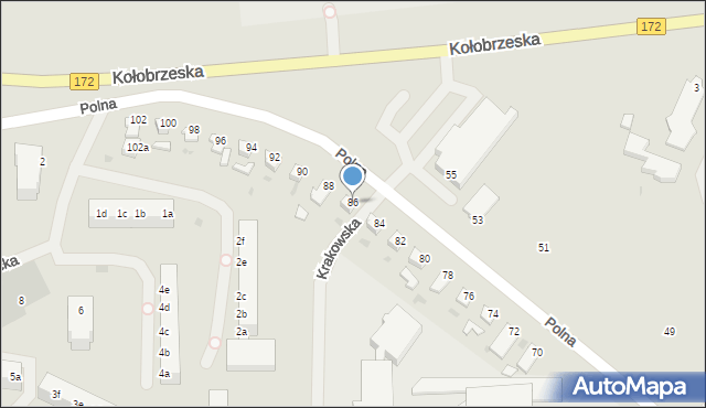 Szczecinek, Polna, 86, mapa Szczecinek