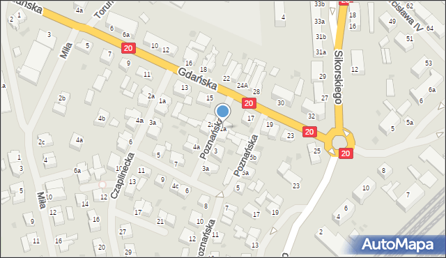 Szczecinek, Poznańska, 1a, mapa Szczecinek