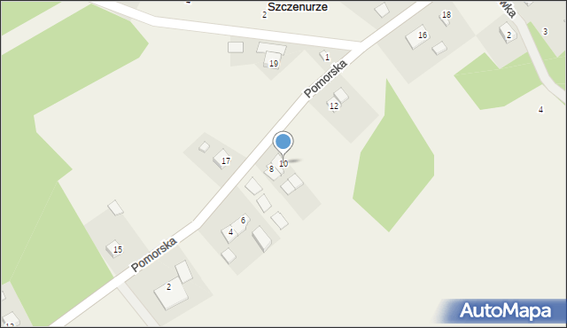 Szczenurze, Pomorska, 10, mapa Szczenurze