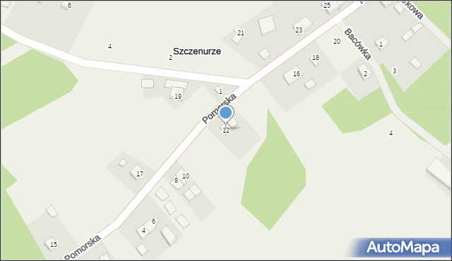 Szczenurze, Pomorska, 12, mapa Szczenurze