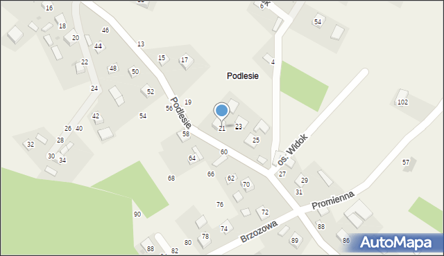 Szczepanów, Podlesie, 21, mapa Szczepanów