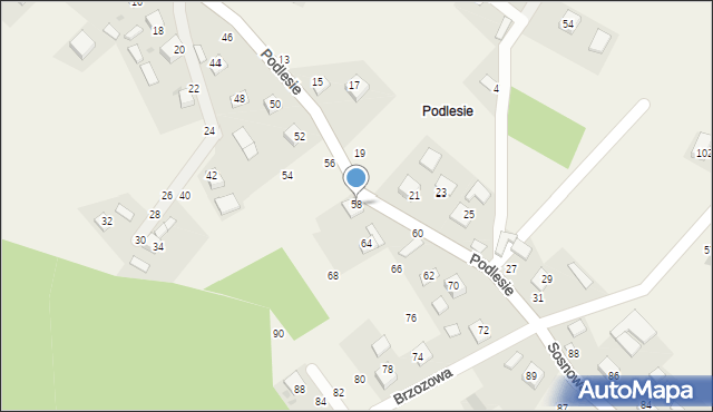 Szczepanów, Podlesie, 58, mapa Szczepanów