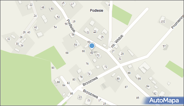 Szczepanów, Podlesie, 62, mapa Szczepanów