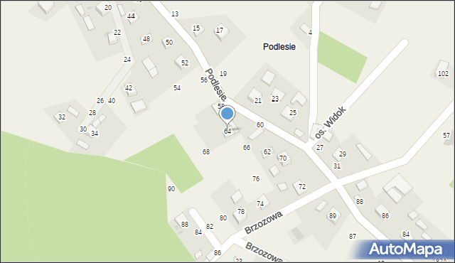 Szczepanów, Podlesie, 64, mapa Szczepanów