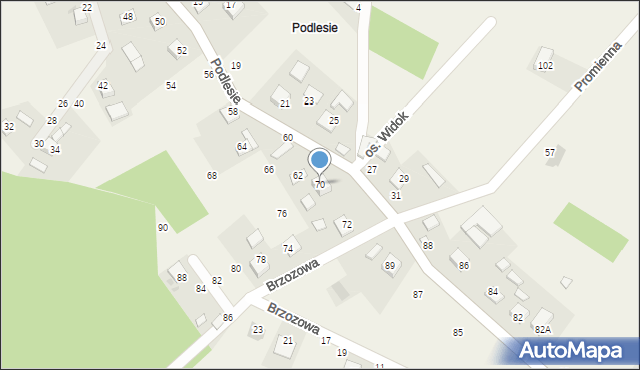 Szczepanów, Podlesie, 70, mapa Szczepanów