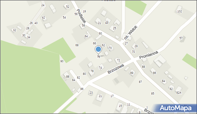 Szczepanów, Podlesie, 76, mapa Szczepanów