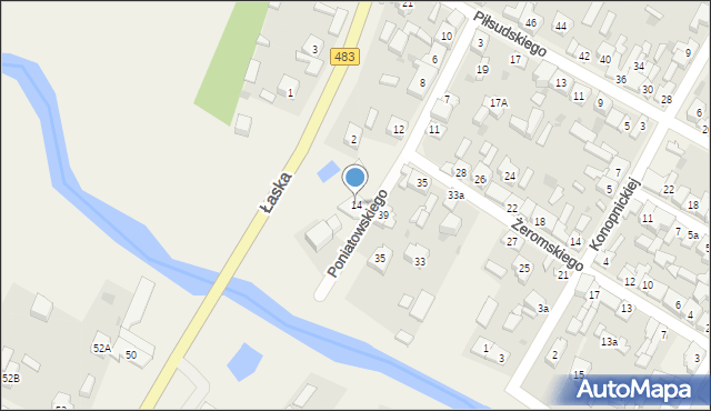 Szczerców, Poniatowskiego, 14, mapa Szczerców