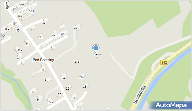 Szczyrk, Pod Brzeziną, 17, mapa Szczyrk