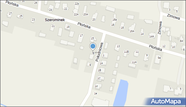 Szerominek, Południowa, 6, mapa Szerominek