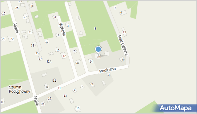 Szumin, Podleśna, 12, mapa Szumin