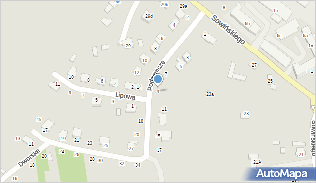 Szydłowiec, Podzamcze, 9, mapa Szydłowiec