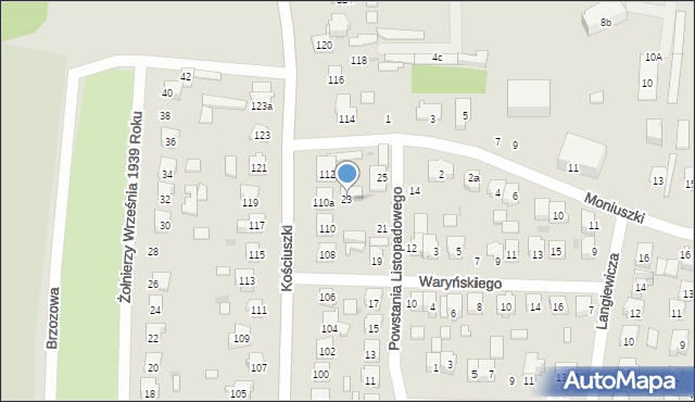 Szydłowiec, Powstania Listopadowego, 23, mapa Szydłowiec