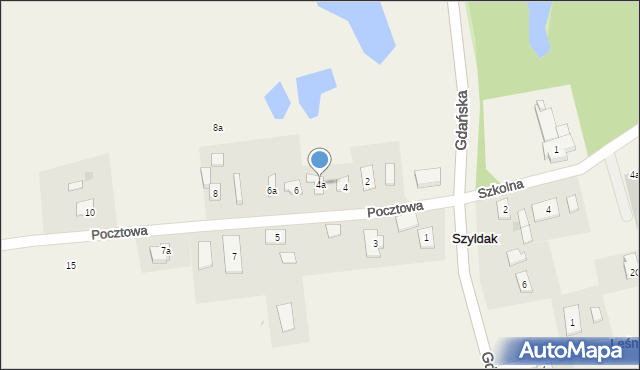Szyldak, Pocztowa, 4a, mapa Szyldak