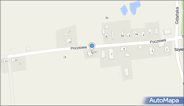 Szyldak, Pocztowa, 7a, mapa Szyldak