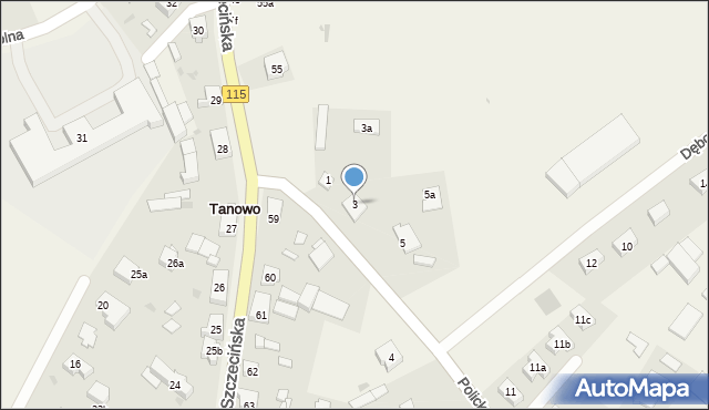 Tanowo, Policka, 3, mapa Tanowo