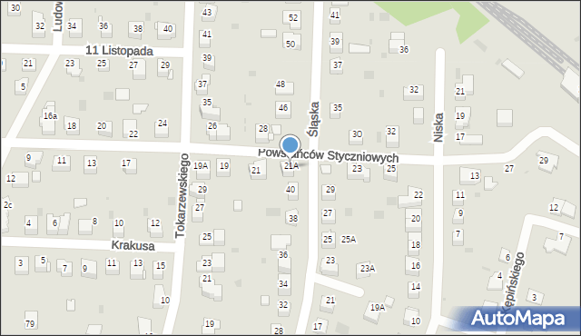 Tarnów, Powstańców Styczniowych, 21A, mapa Tarnów