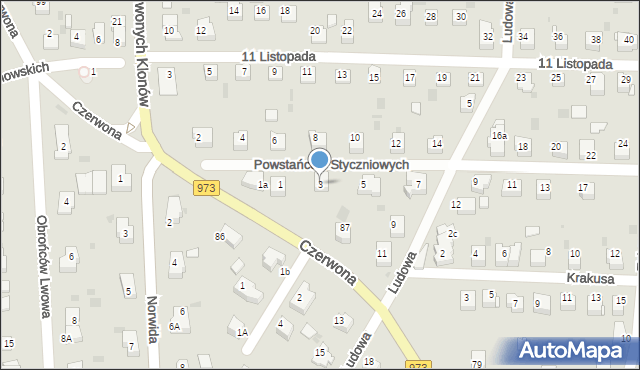 Tarnów, Powstańców Styczniowych, 3, mapa Tarnów