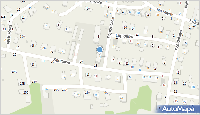 Tarnowiec, Poprzeczna, 1, mapa Tarnowiec