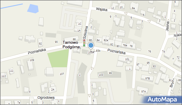 Tarnowo Podgórne, Poznańska, 105A, mapa Tarnowo Podgórne