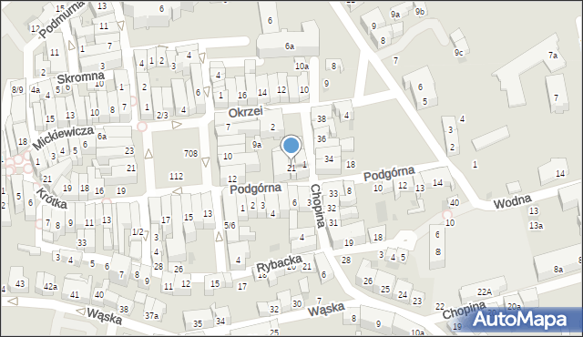 Tczew, Podgórna, 21, mapa Tczew