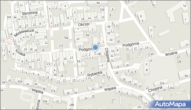 Tczew, Podgórna, 5, mapa Tczew