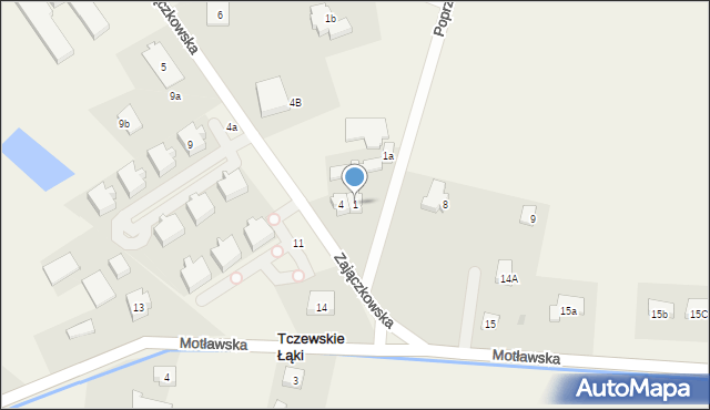 Tczewskie Łąki, Poprzeczna, 1, mapa Tczewskie Łąki