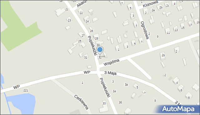 Terespol, Popiełuszki Jerzego, bł. ks., 32, mapa Terespol