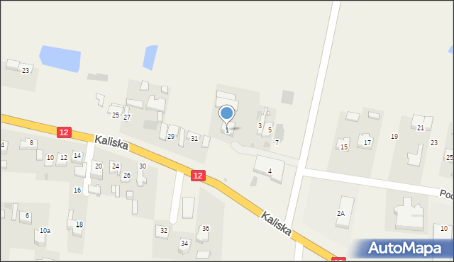 Tłokinia Kościelna, Poduchowna, 1, mapa Tłokinia Kościelna