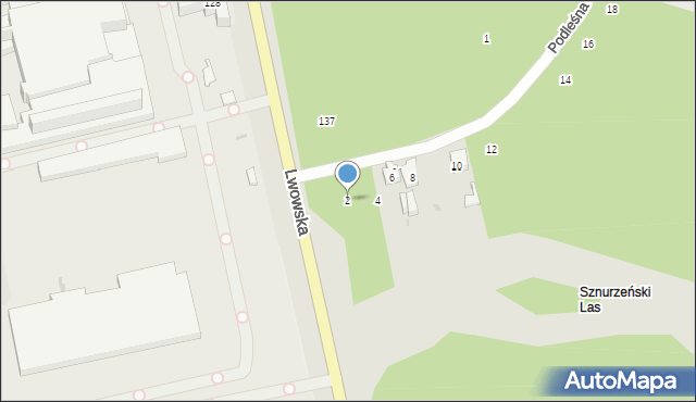 Tomaszów Lubelski, Podleśna, 2, mapa Tomaszów Lubelski