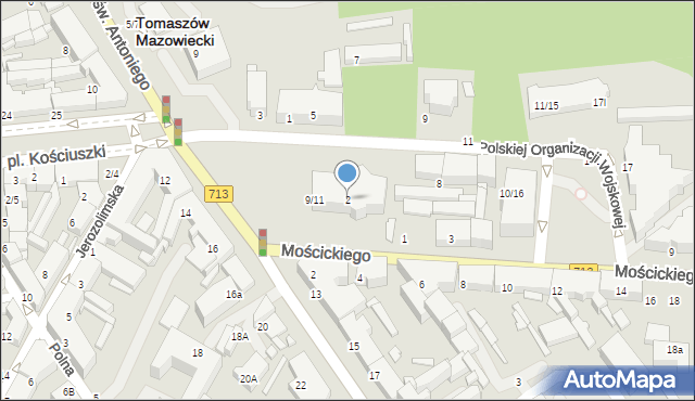 Tomaszów Mazowiecki, Polskiej Organizacji Wojskowej, 2, mapa Tomaszów Mazowiecki