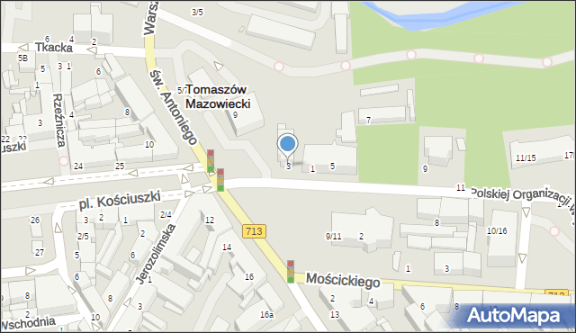 Tomaszów Mazowiecki, Polskiej Organizacji Wojskowej, 3, mapa Tomaszów Mazowiecki