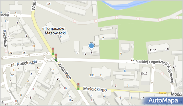 Tomaszów Mazowiecki, Polskiej Organizacji Wojskowej, 5, mapa Tomaszów Mazowiecki