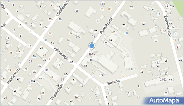 Tomaszów Mazowiecki, Popiełuszki Jerzego, bł. ks., 58/60, mapa Tomaszów Mazowiecki
